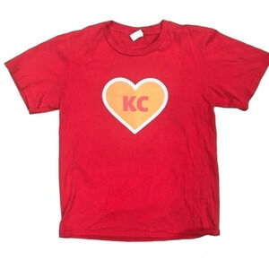 Kansas City Chiefs Distressed Heart Tshirt Football Unisex Size Large Red/Yellow